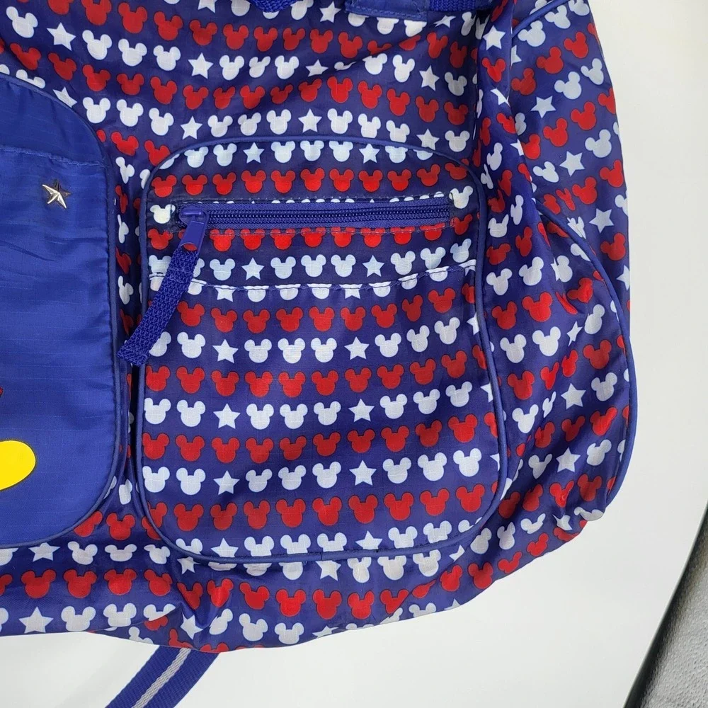 Disney Mickey Mouse Duffel Travel Sports Bag Red White Blue Pockets Sequins